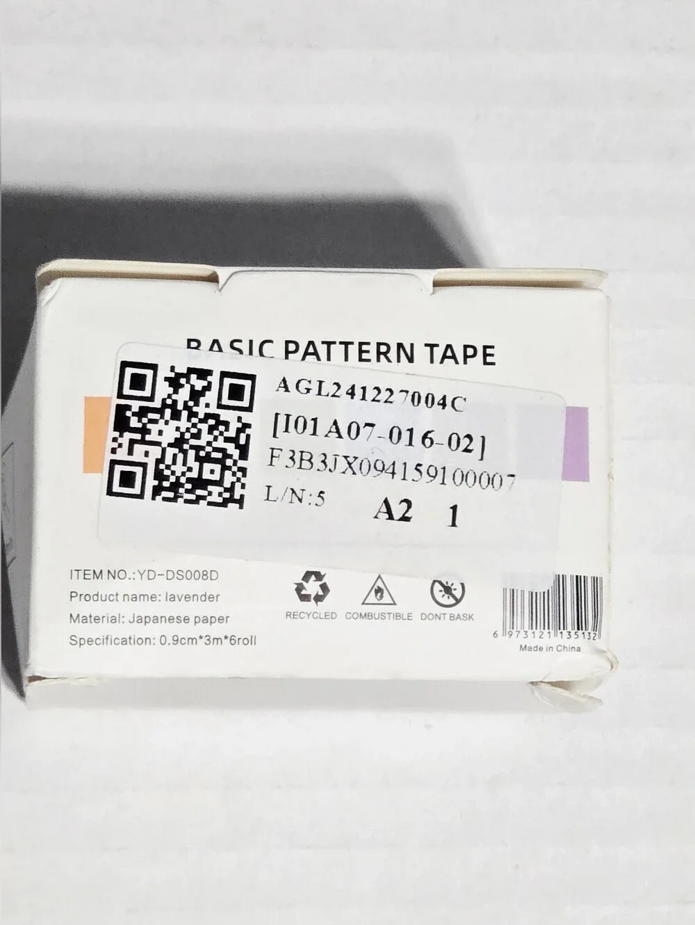 6 Roll Washi Masking Tape Set Pastel Solid Colors 0.9cm x 3m New Sealed Box